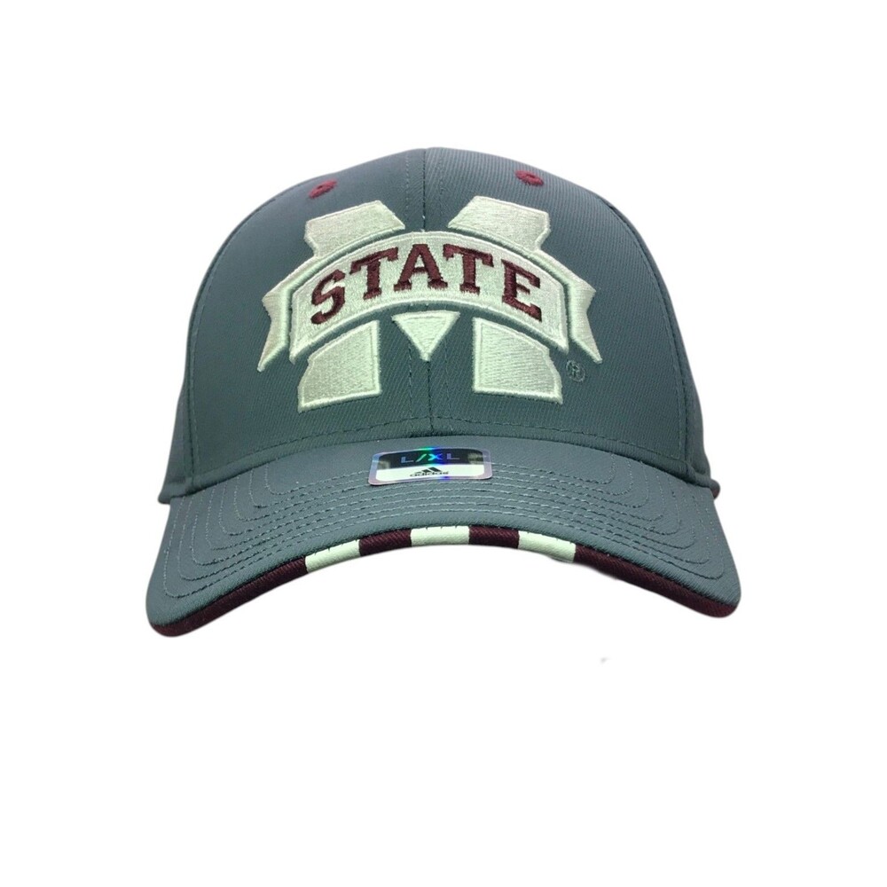 Adidas M583Z Mississippi State Bulldogs Men's Flex-Fit Hat Gray Maroon L/XL NWT